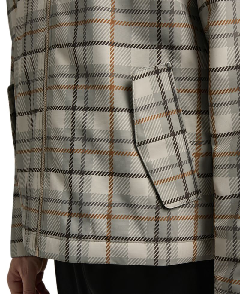Men's Zipper-Front Plaid Print Jacket