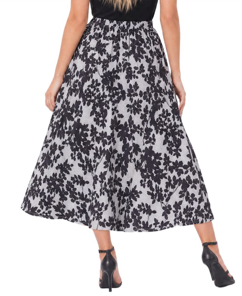Women's High-Waisted Midi A-Line Skirt