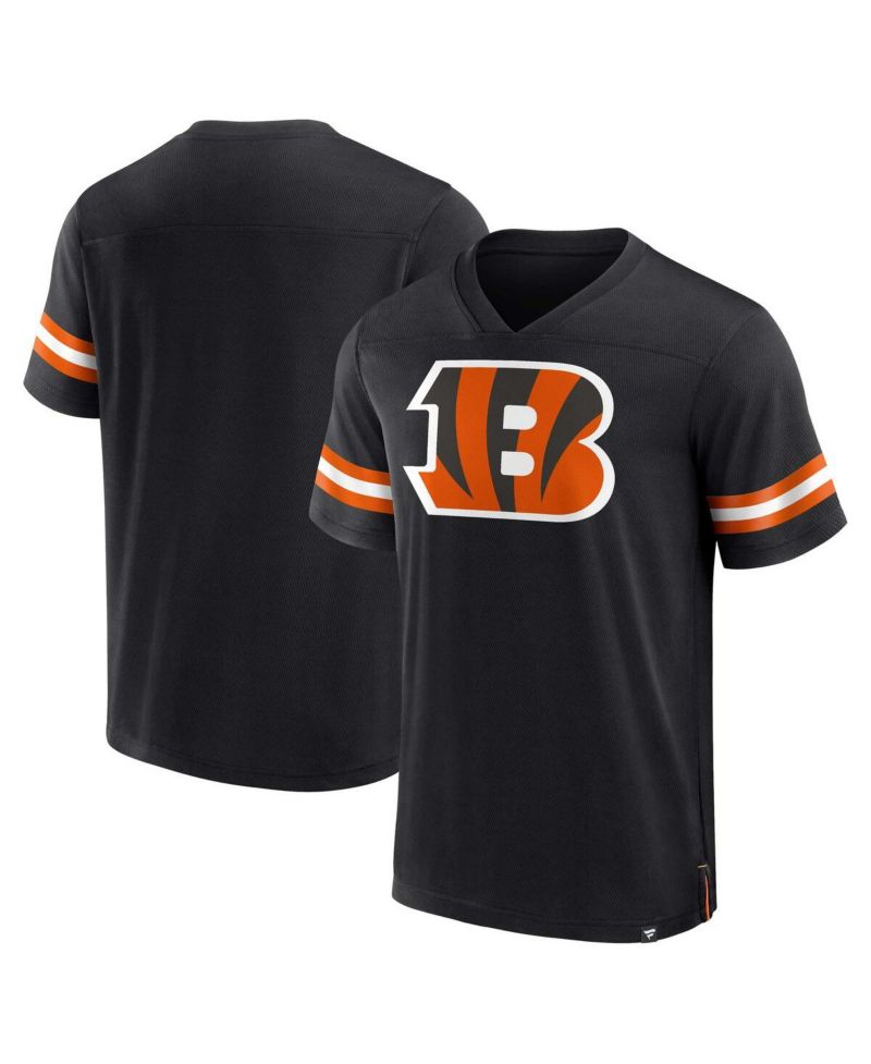 Men's Black Cincinnati Bengals Jersey Tackle V-Neck T-shirt