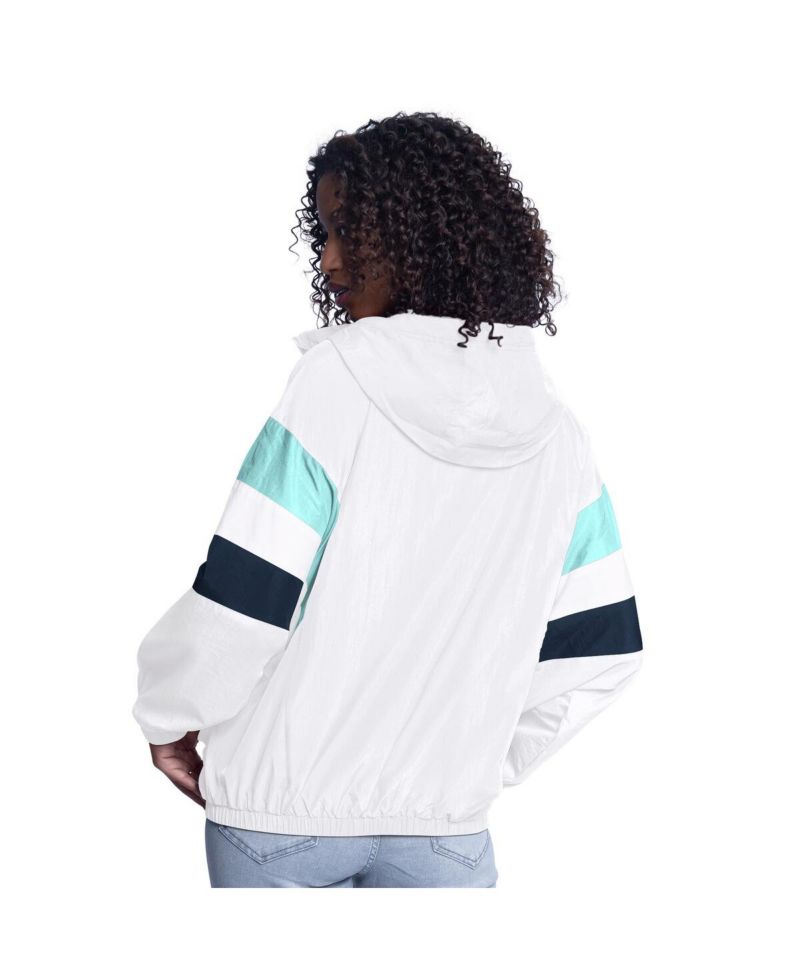Women's White Seattle Kraken Game News Oversized Full-Zip Hoodie Jacket