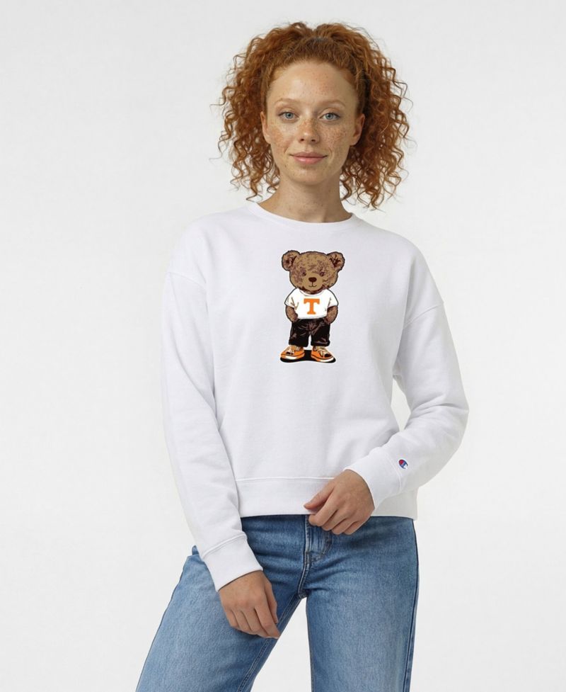 Women's White Tennessee Volunteers Teddy Bear Fleece Sweatshirt