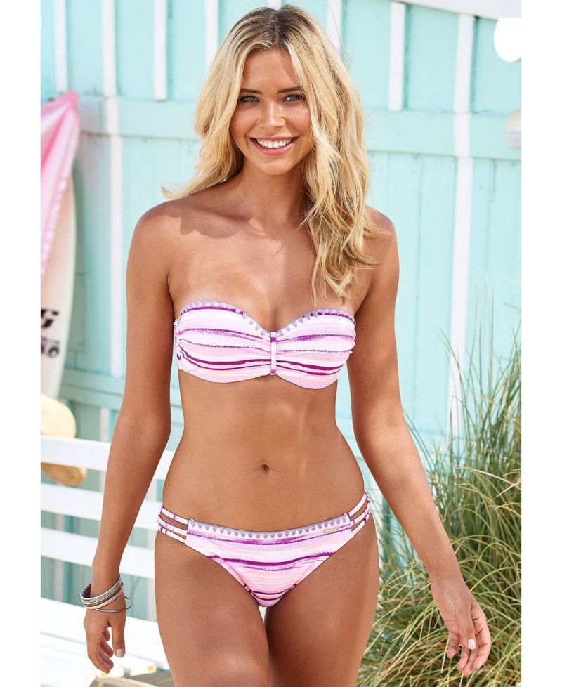 Women's Printed Strappy Classic Bikini Crochet Low-Rise Swim Bottom