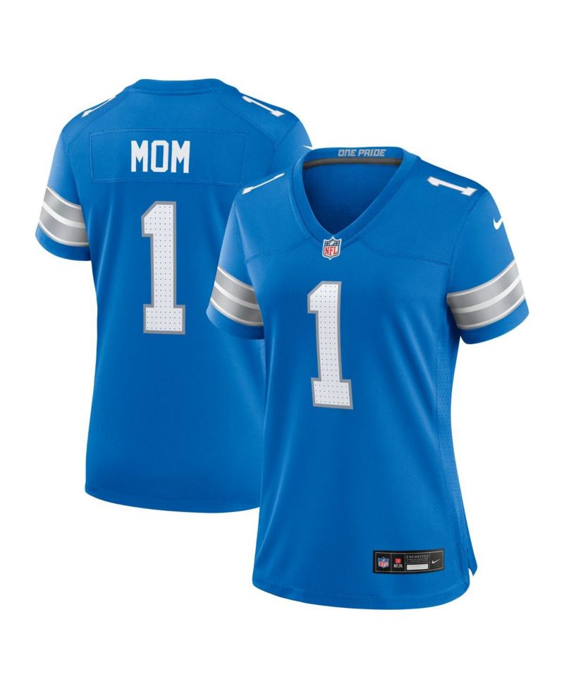 Men's Number 1 Mom Blue Detroit Lions Game Jersey