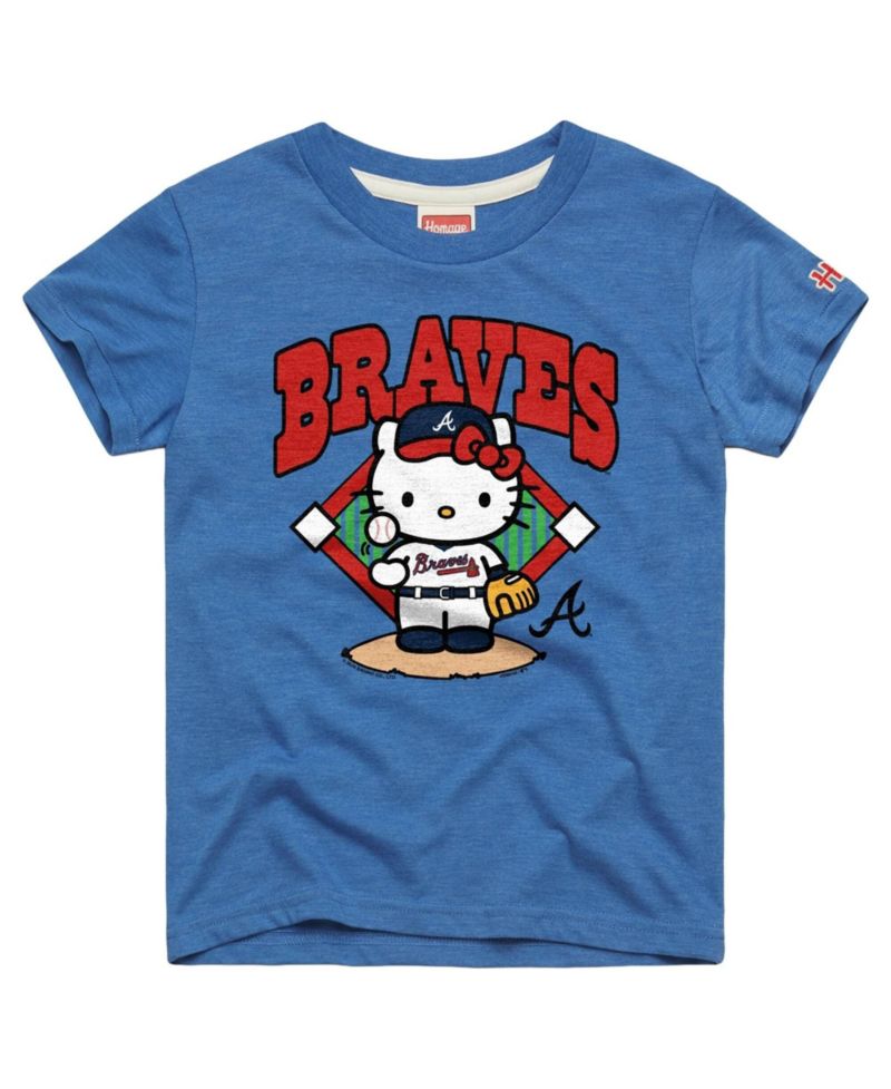Big Boys and Girls Royal Atlanta Braves Hello Kitty x MLB Tri-Blend T-Shirt