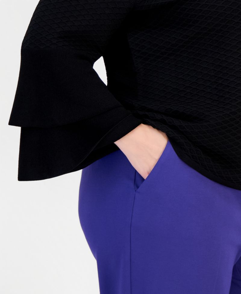 Plus Size Textured Knit Bell-Sleeve Top