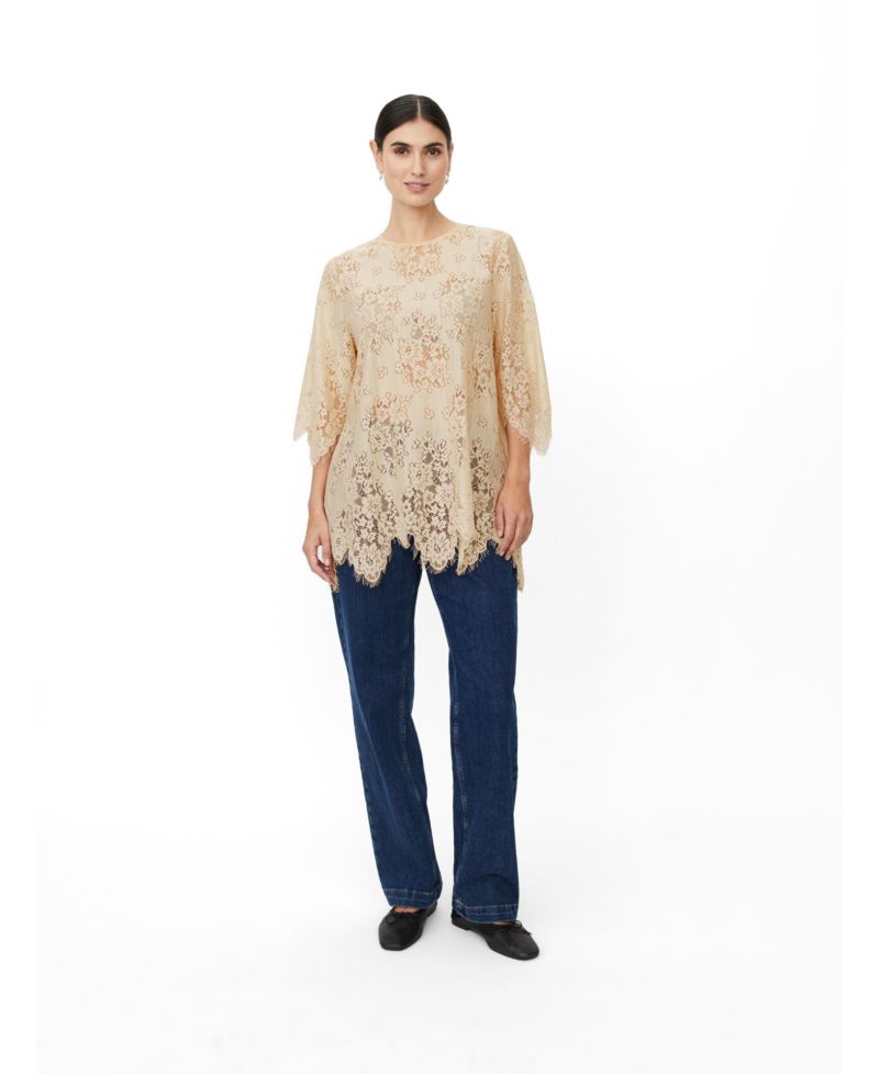 Women's MaGaldora Lace Floral 3/4-Sleeve Tunic Top