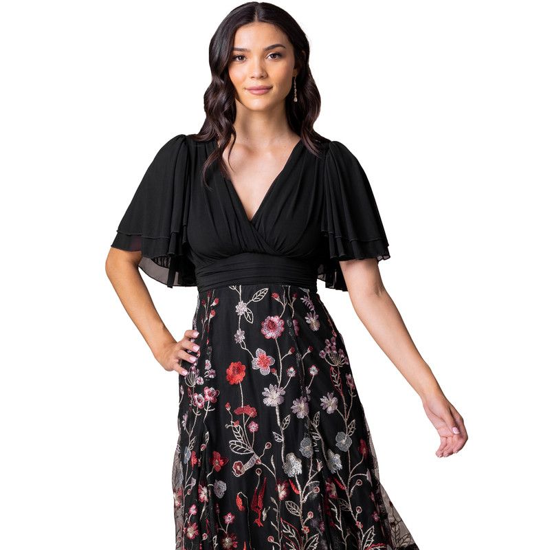Women's Lillian Embroidered Mesh Midi Cocktail Dress