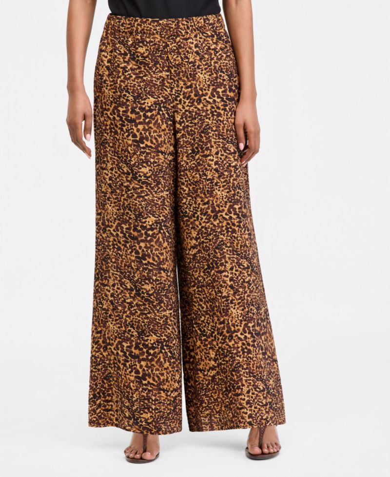 Women's Animal-Print High-Rise Wide-Leg Pants