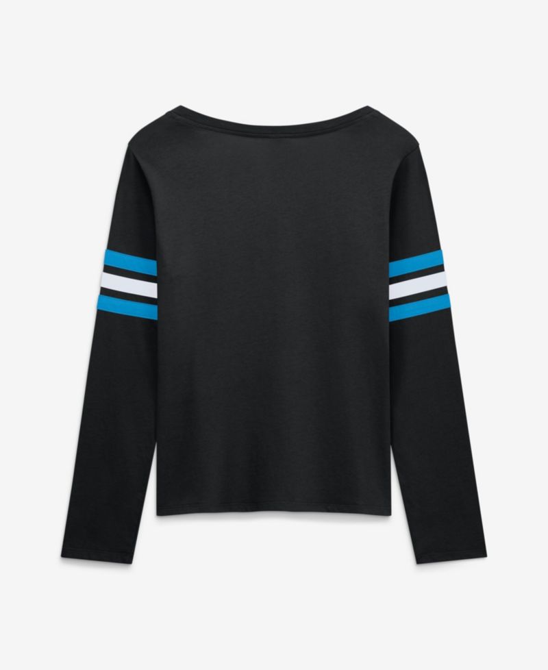 Women's Carolina Panthers Team First Coverage Scheme Lace-Up Long Sleeve T-Shirt