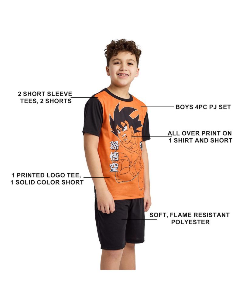 Big Boys Goku and Kanji 4-Pack Pajama Set -14