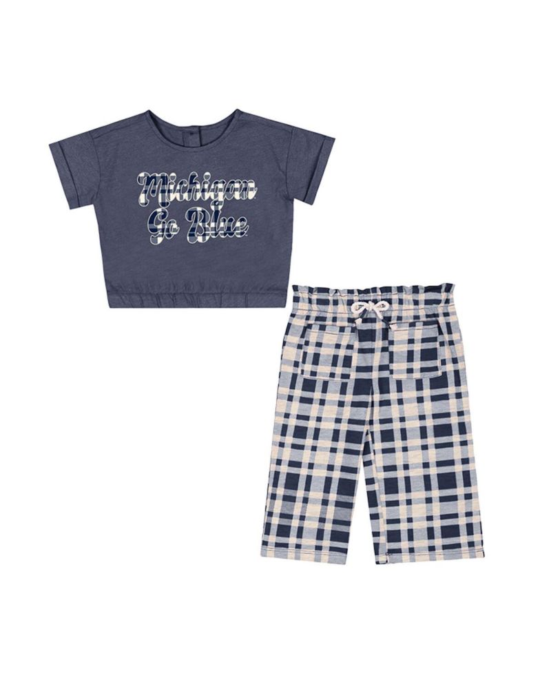 Baby Boys and Girls 2-Piece Navy Michigan Wolverines Sky Castle T-Shirt and Pants Set