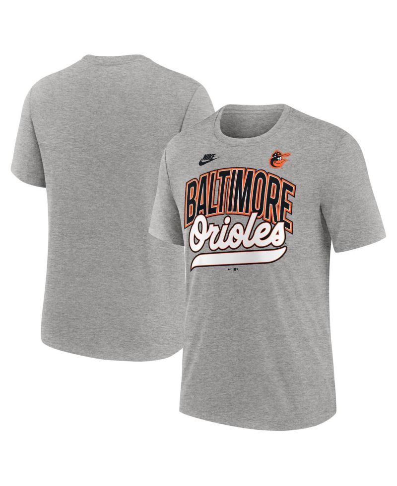 Men's Heather Gray Baltimore Orioles Cooperstown Collection Retro Tri-Blend T-Shirt