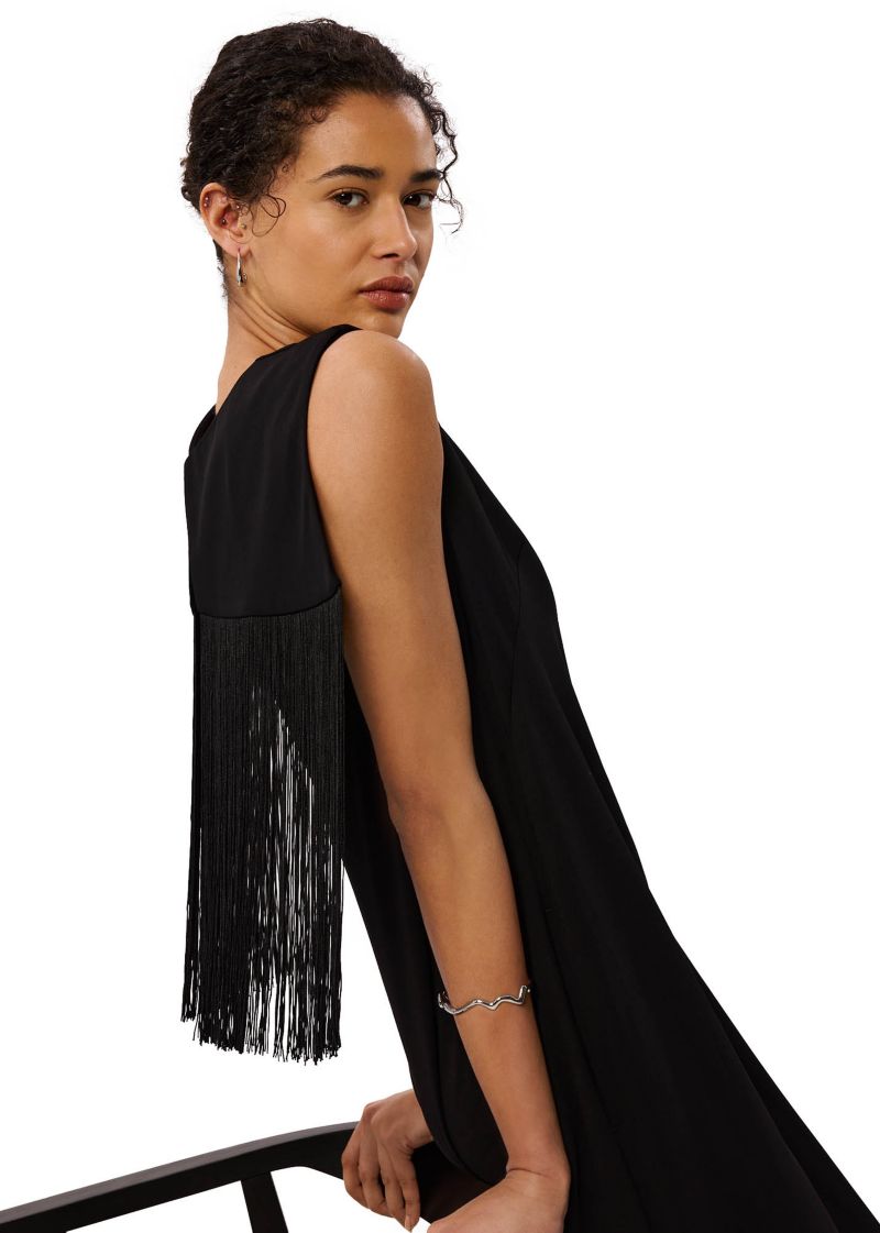 Women's Back Fringe Detail Midi Dress