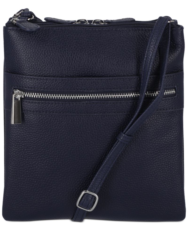 Triple-Zip Pebble Leather Dasher Crossbody