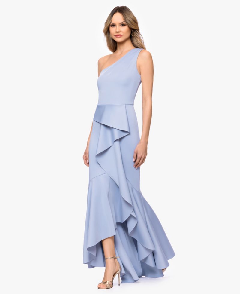 Women's One-Shoulder Ruffle Detail Gown