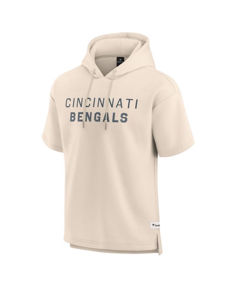 Men's Cream Cincinnati Bengals Elements Future Ground Lettering Short Sleeve Pullover Hoodie