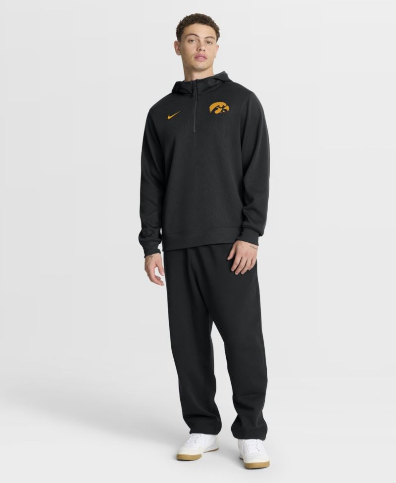 Men's Black Iowa Hawkeyes Coaches Premium Dri-FIT Quarter-Zip Hoodie