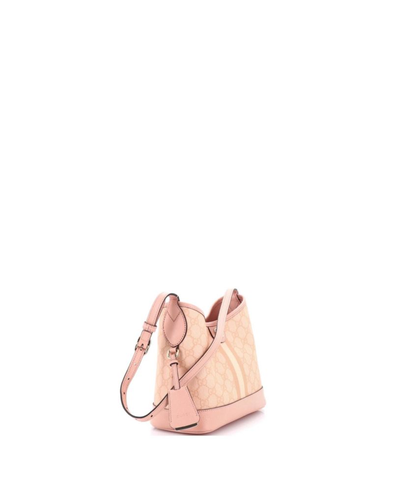 Small Ophidia Open Bucket Bag GG Coated Canvas with Leather