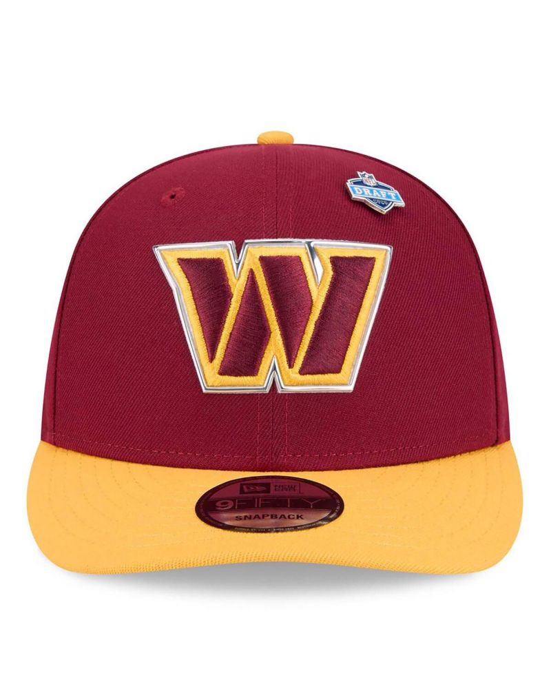 Men's Burgundy/Gold Washington Commanders 2026 NFL Draft On Stage Pre-Curved 9FIFTY Snapback Hat