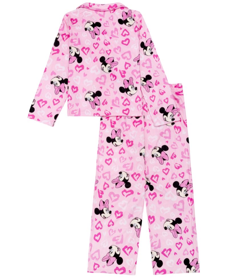 Girls' 4-16 Minnie Leopard Hearts Long-Sleeve Top and Pants, 2-Piece Set
