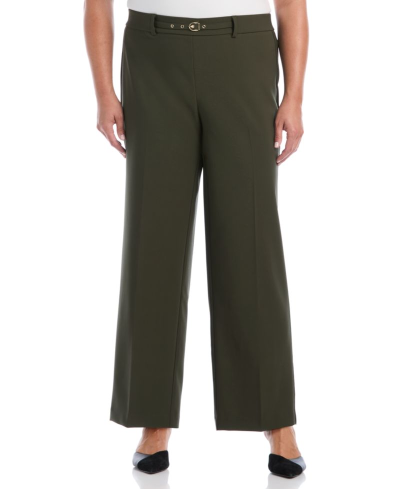 Plus Size Wide-Leg Pull-On Mid-Rise Pants