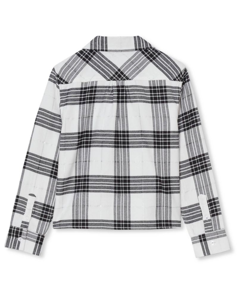 Girls Long Sleeve Cropped Flannel Shirt