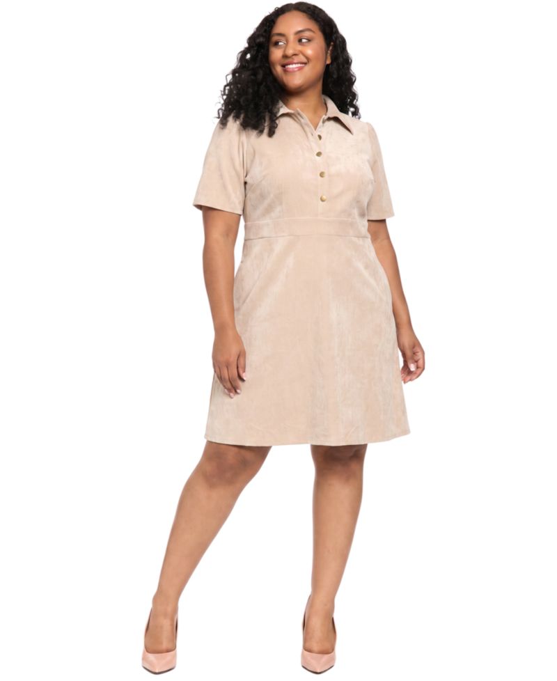 Plus Size Corduroy A-Line Mini Dress