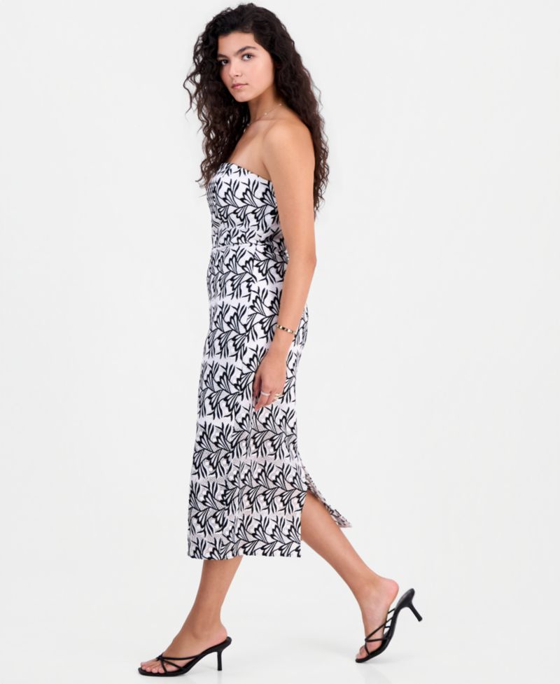 Women's Strapless Straight-Neck Midi Dress