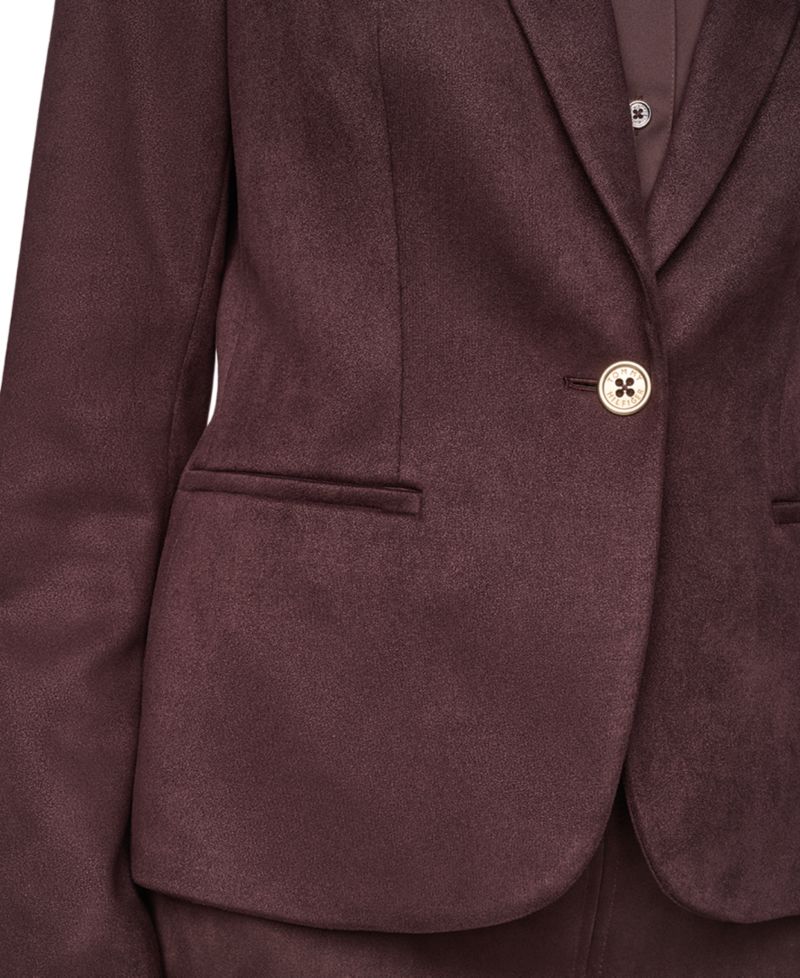 Women's Short One-Button Faux Suede Blazer