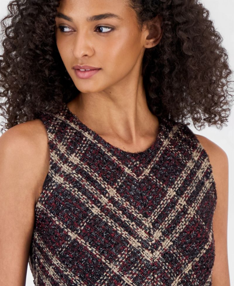 Women's Plaid Tweed A-Line Dress