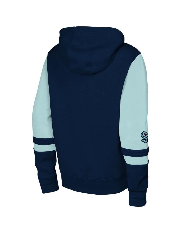 Big Boys and Girls Navy Seattle Kraken Face Off Full-Zip Hoodie