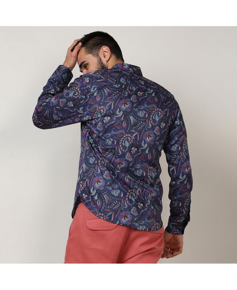 Men's Navy Blue Paisley Shirt