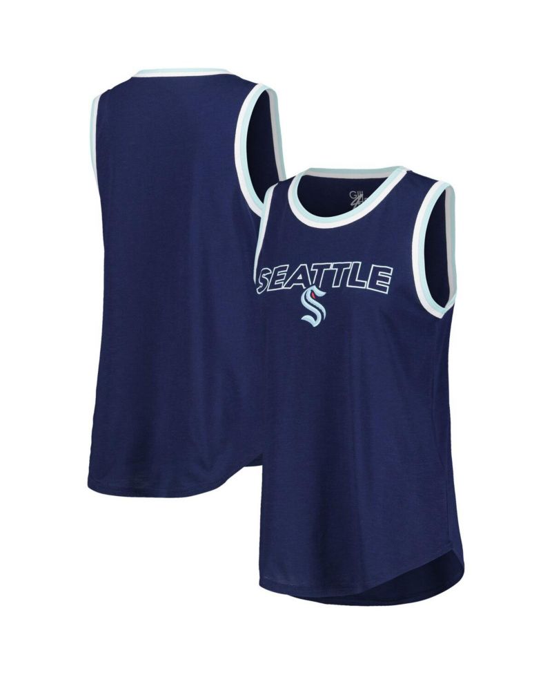 Women's Deep Sea Blue Seattle Kraken Strategy Tank Top