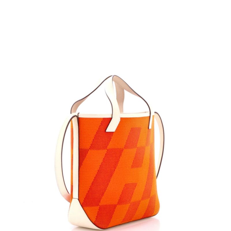 27 Cabas H en Biais Tote Canvas with Leather