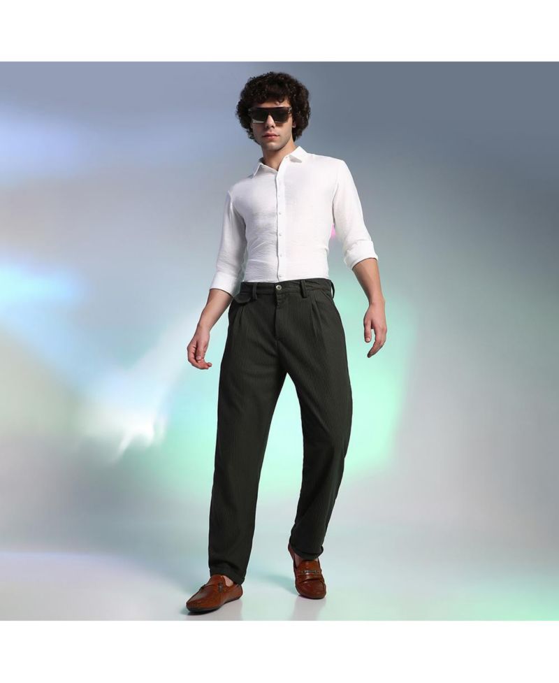 Men's Midnight Black Corduroy Tailored Trousers