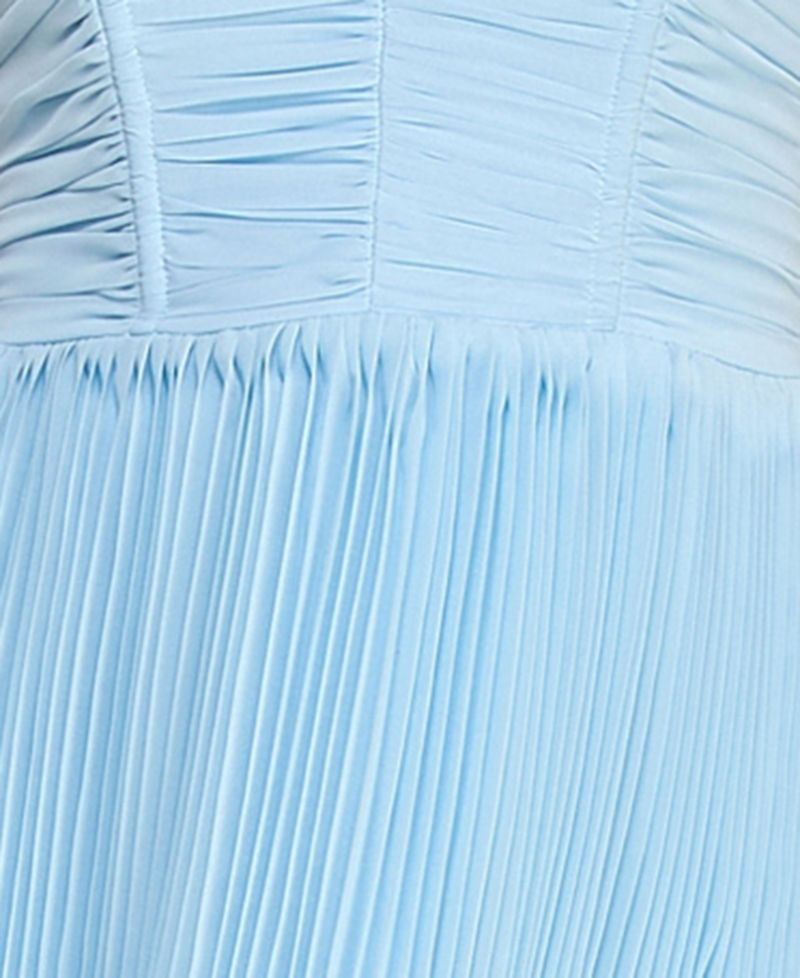 Juniors' Pleated Tiered Strapless Gown
