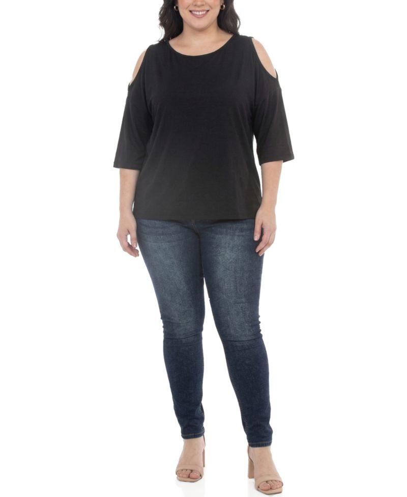 Plus Size Casual Cold Shoulder Pullover Top