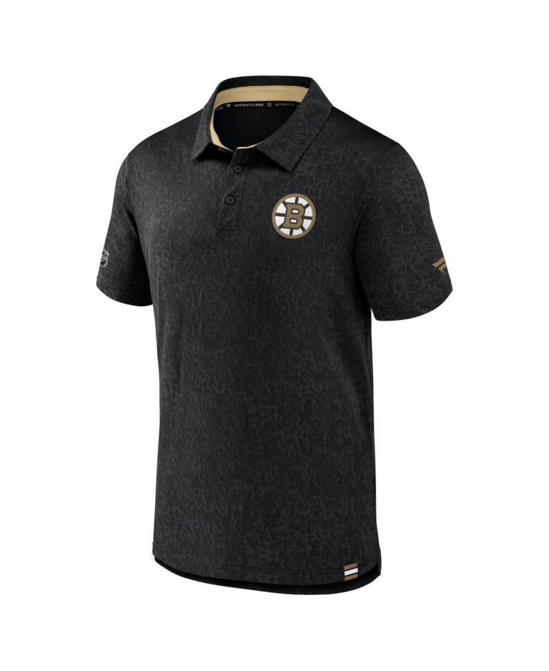 Men's Black Boston Bruins Authentic Pro Jacquard Polo