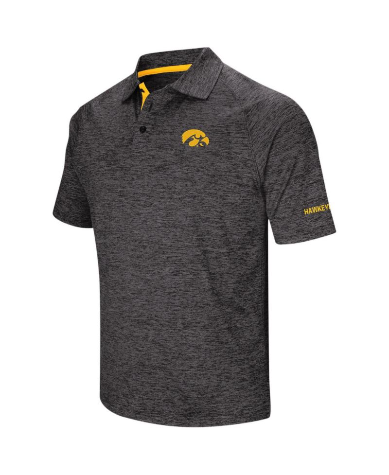 Men's Black Iowa Hawkeyes Big and Tall Down Swing Polo Shirt