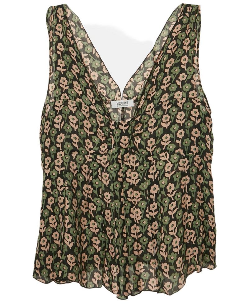 Women's Cheap And Chic Floral Printed Silk Sleeveless Top