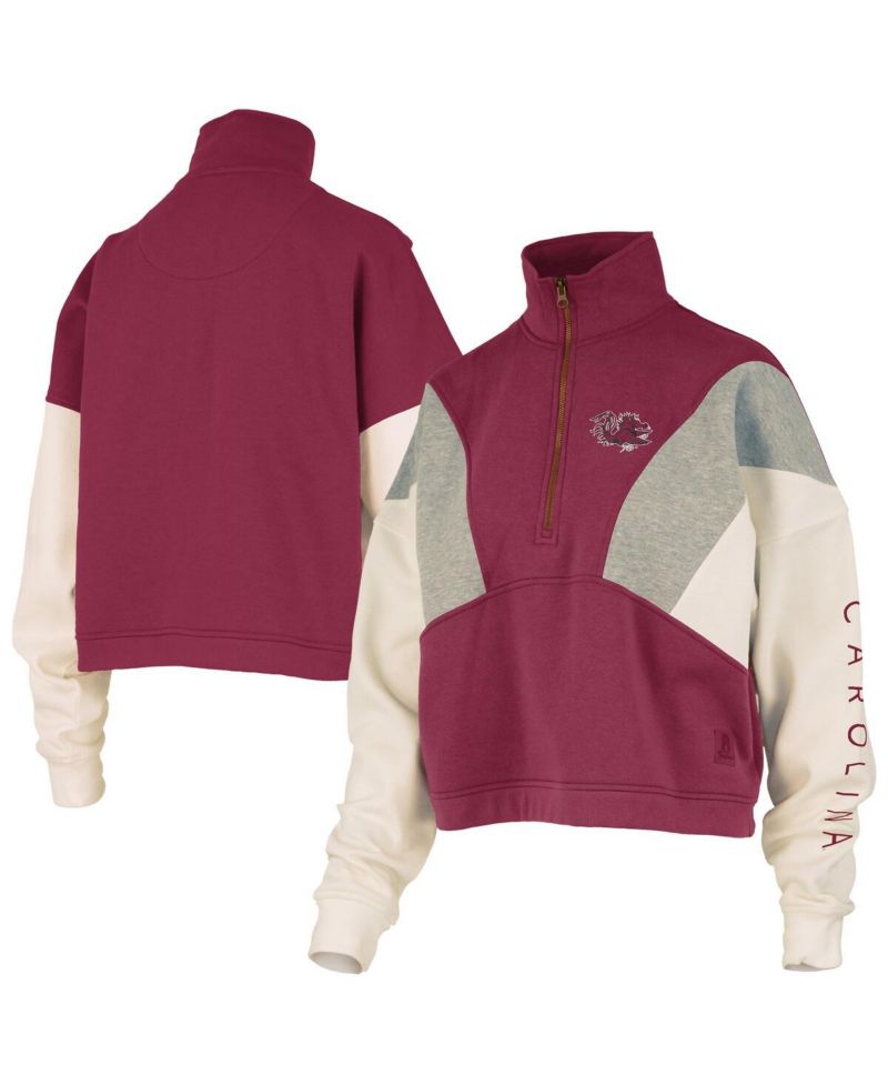 Women's Garnet South Carolina Gamecocks Ferrara Color Block Quarter-Zip Sweatshirt