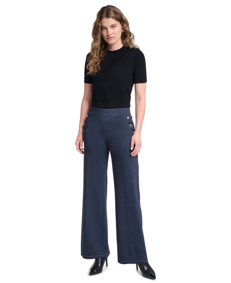 Petite Silky Pont Mid-Rise Sailor Pants