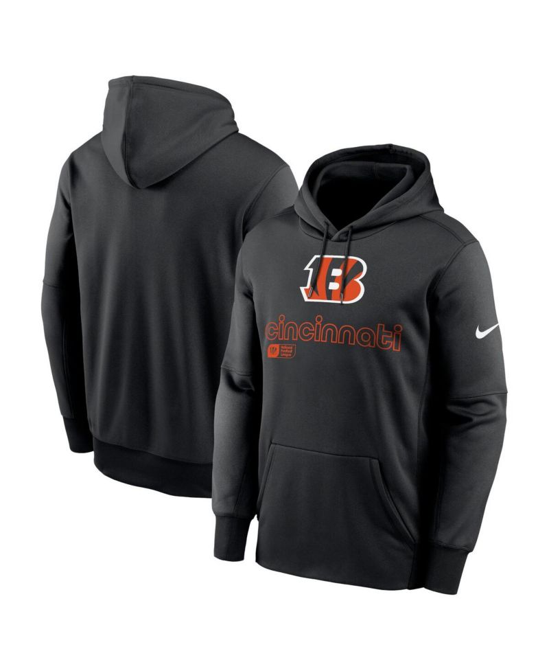 Men's Black Cincinnati Bengals Performance Pullover Hoodie
