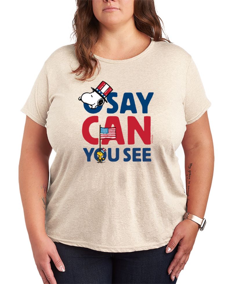 Plus Size Peanuts Snoopy Say Can You See Short-Sleeve Graphic T-Shirt
