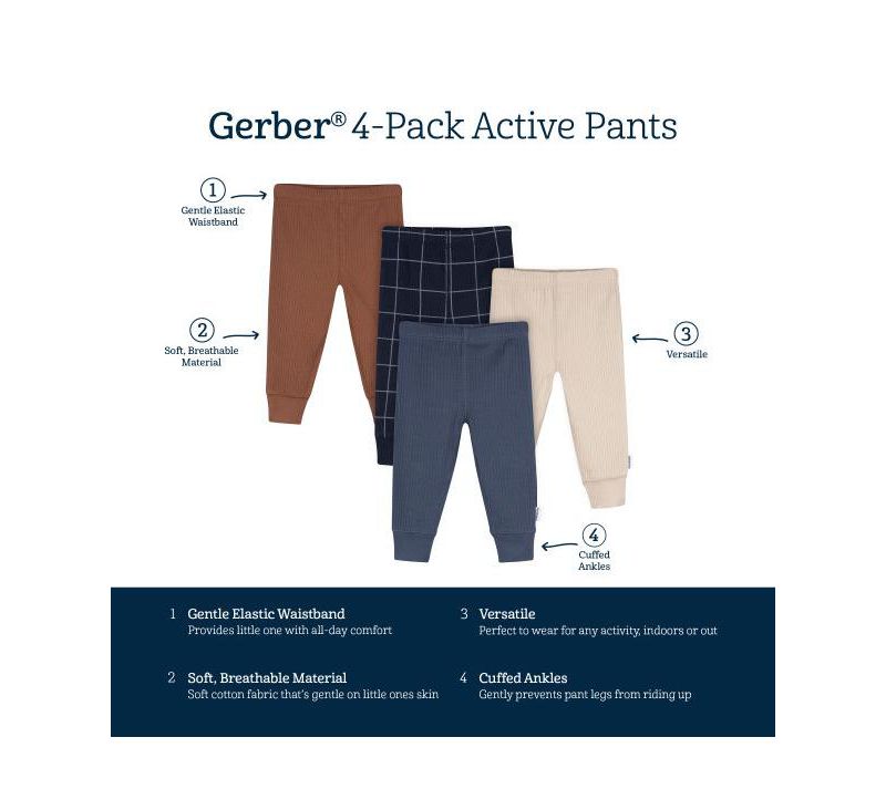Baby Boys Dark Shadow Active Pants, 4-Pack