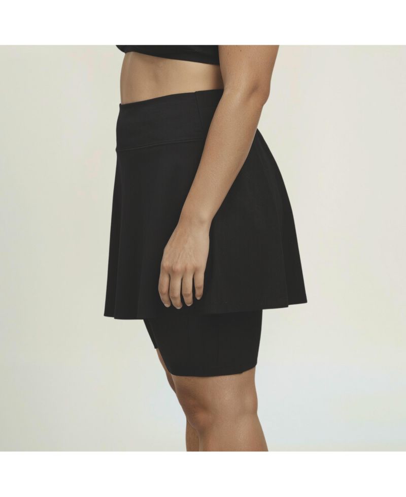 Plus Size Flared Mid-Thigh Swim Skirt With Bike Shorts