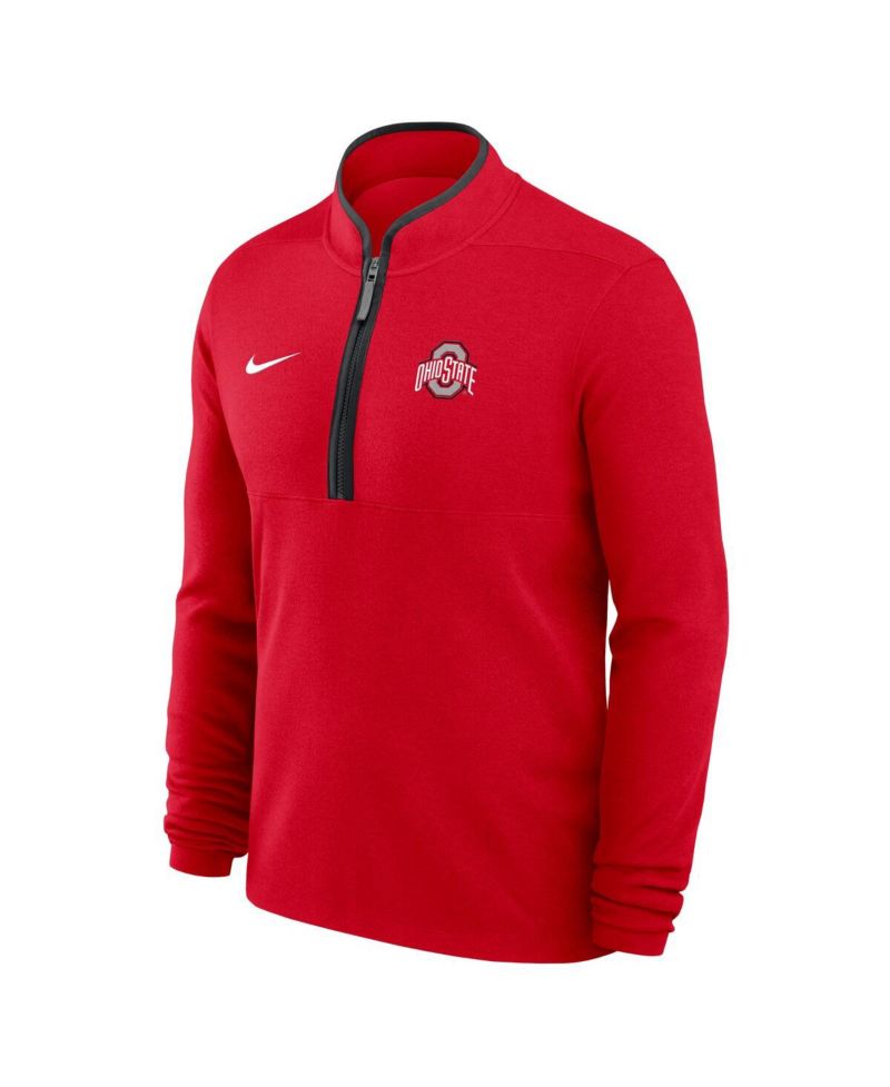 Men's Scarlet Ohio State Buckeyes Courtside Victory Dri-FIT Half-Zip Pullover Sweatshirt
