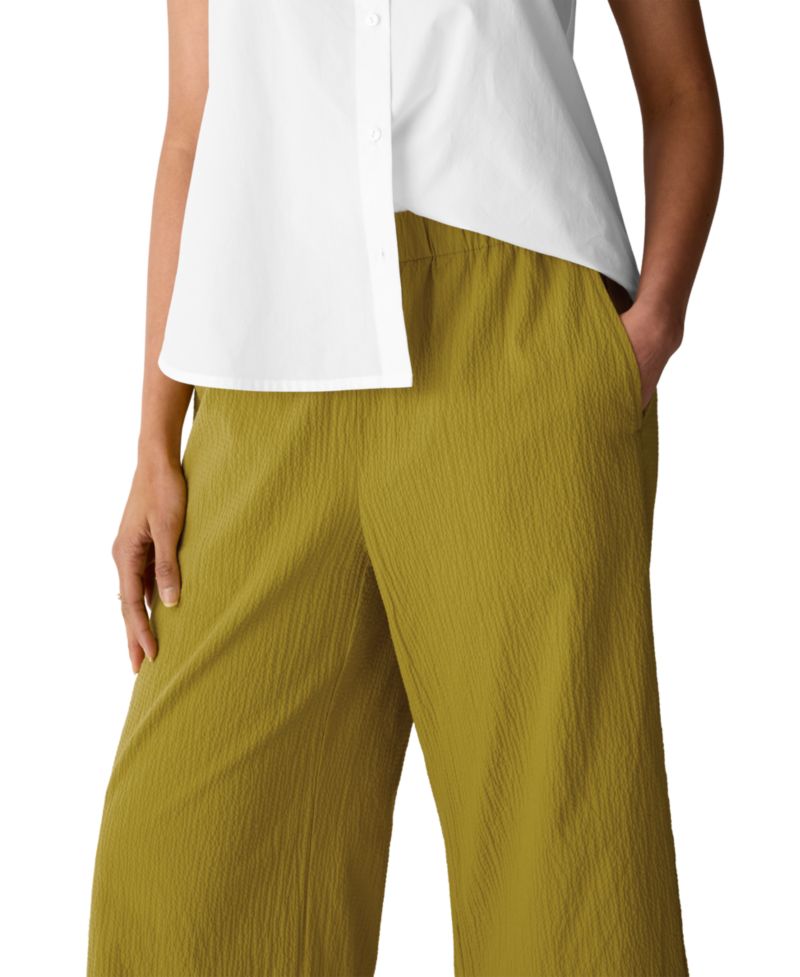 Eileen Fisher Petite Pucker Wide-Leg Pull-On Pants
