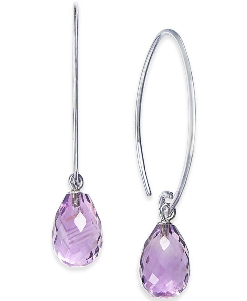 Gemstone Sweep Earrings in Sterling Silver (Available in Amethyst, Blue Topaz ,Citrine & Peridot)
