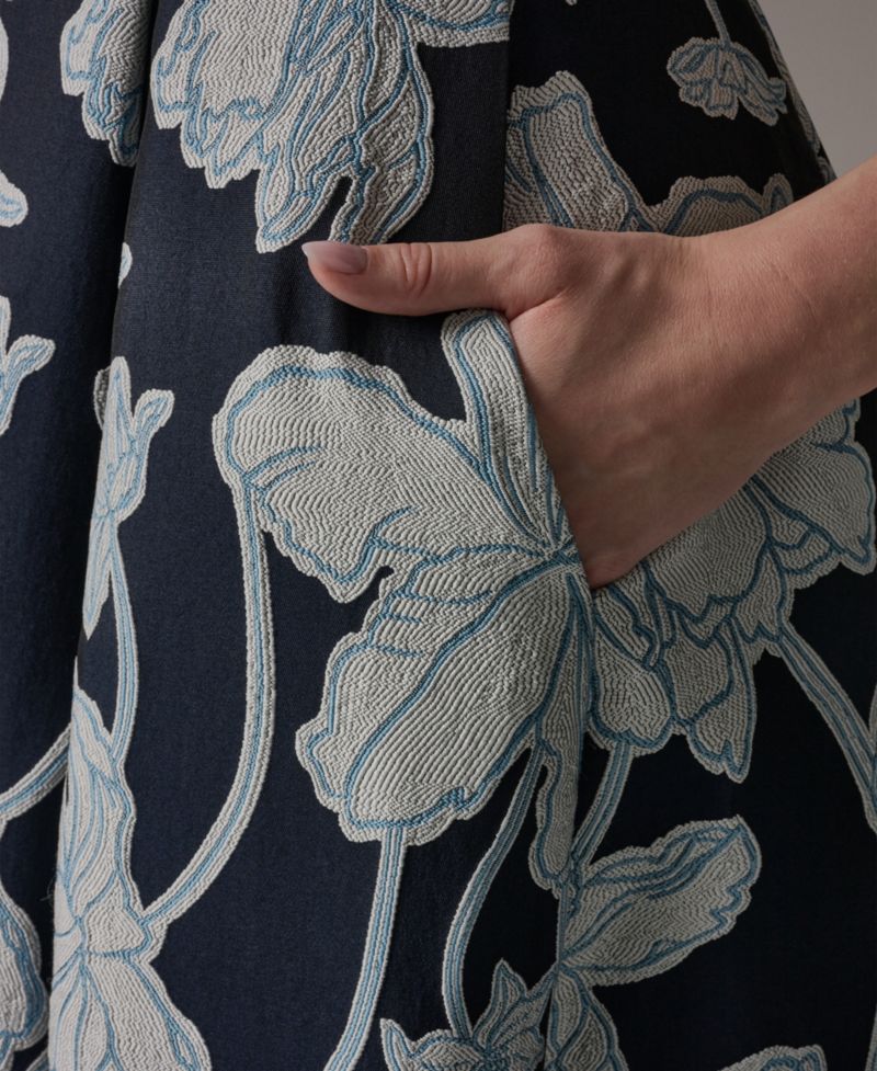 Women's Strapless Jacquard Fit & Flare Floral Midi Dress